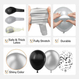 137Pcs Black and Silver Balloons Garland Arch Kit with Stars - 5 10