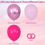 100Pcs Pink Balloons 12Inch Hot Pink Metallic Pink Balloon Light Pink