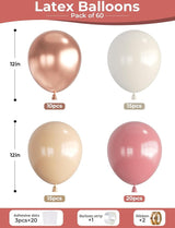 Retro Blush Pink Balloons,12 Inch 60pcs Rose Gold Balloons,Peach