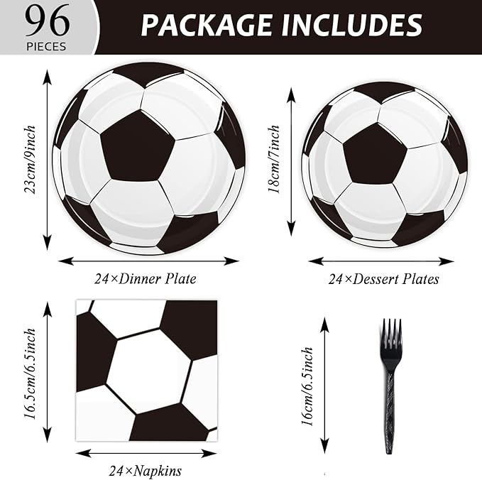 Serves 24 Soccer Birthday Party Plates Napkins Soccer Party Supplies
