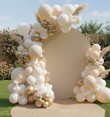 Sand White Gold Balloon Arch Kit, 140Pcs Beige Nude White Balloon