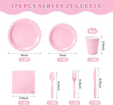 Vyntra 175 Pcs Pink Valentines Disposable Paper Plates and Napkins