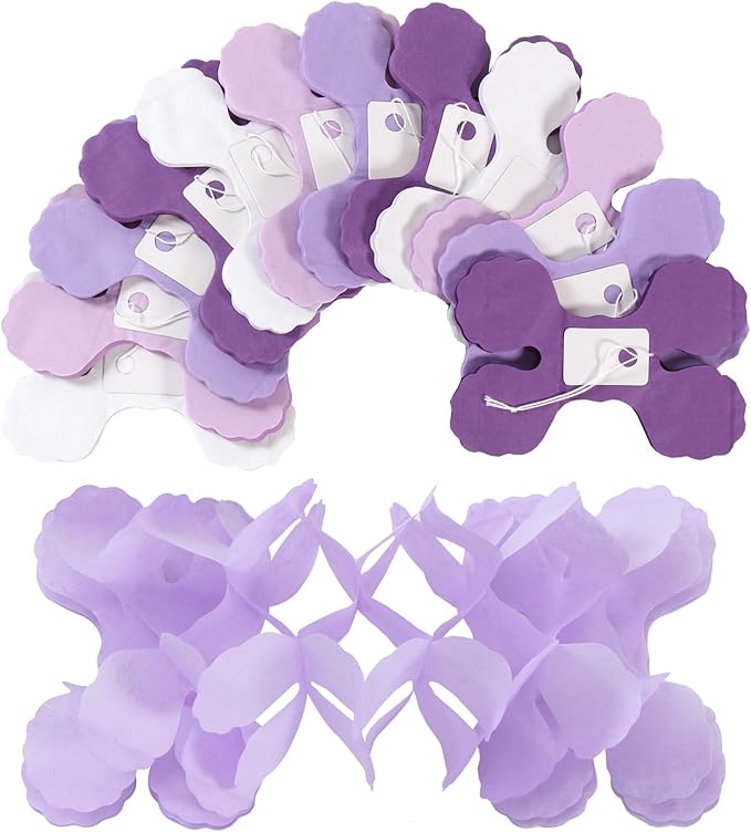 Purple White Lavender Party-Decorations Streamers-Garland - 12pcs