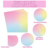 96Pcs Pastel Rainbow Birthday Party Supplies Iridescent Pastel Plates