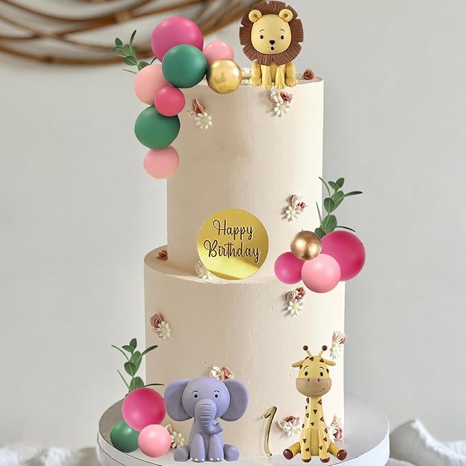 Safari Animal Cake Toppers Jungle Wild Cake Decorations with