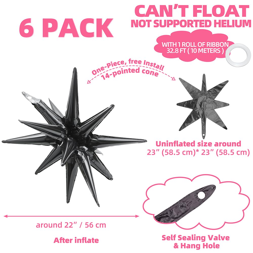 4D 14 Point One-Piece Star Cone Balloon Metallic Spike Explosion Star