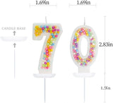70th Birthday Candle for Cake, Colorful Macaron Numeral Candles for