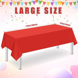 16 Pack Red Plastic Tablecloth for Rectangle Tables, Premium