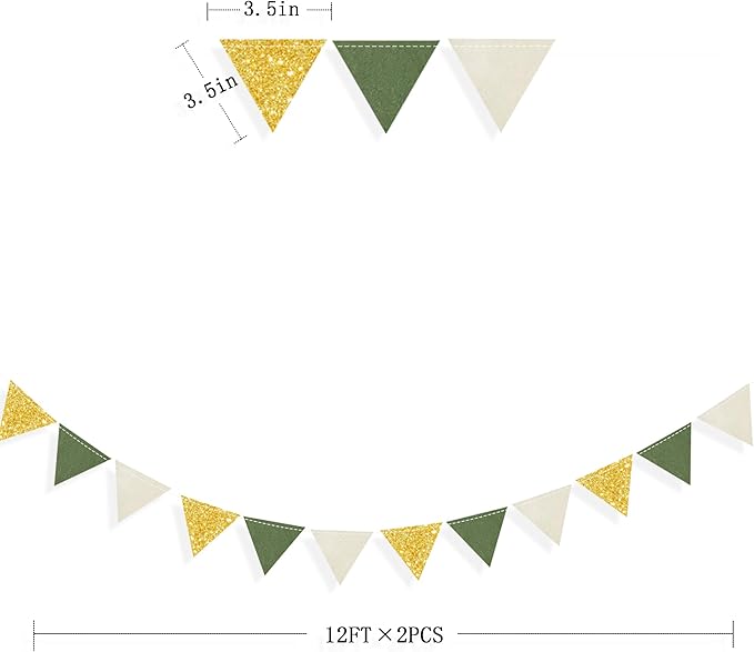 Sage Green Gold Party Decorations Oilve Green Beige Gold Glitter Felt