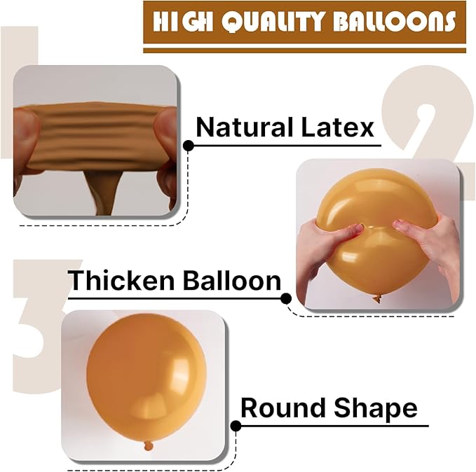 PartyWoo Light Brown Balloons 50 pcs 12 Inch Caramel Brown Tan Boho
