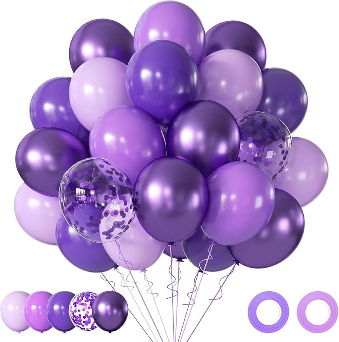 AIOZX Purple Latex Balloon Set - 50 Pcs 12 Inches Dark Purple