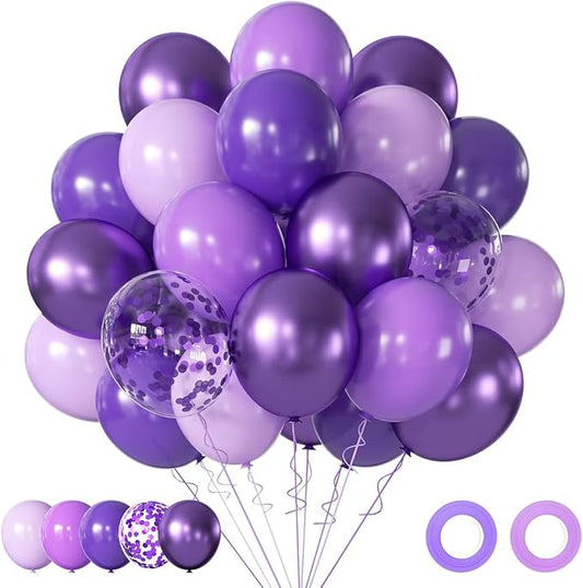 AIOZX Purple Latex Balloon Set - 50 Pcs 12 Inches Dark Purple