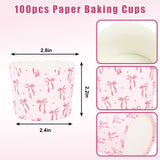 JarThenaAMCS 100Pcs Pink Bow Paper Baking Cups Bowknot Cupcake