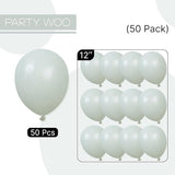 PartyWoo Dusty Green Balloons 50pcs 12 Inch Sage Olive Eucalyptus