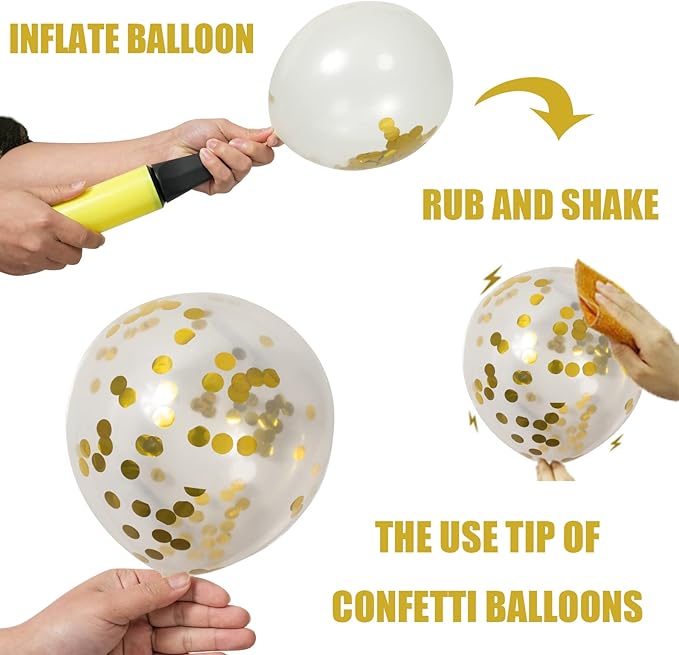 62pcs Gold Navy Blue Balloons Kit - 12 Inches Gold Blue Party