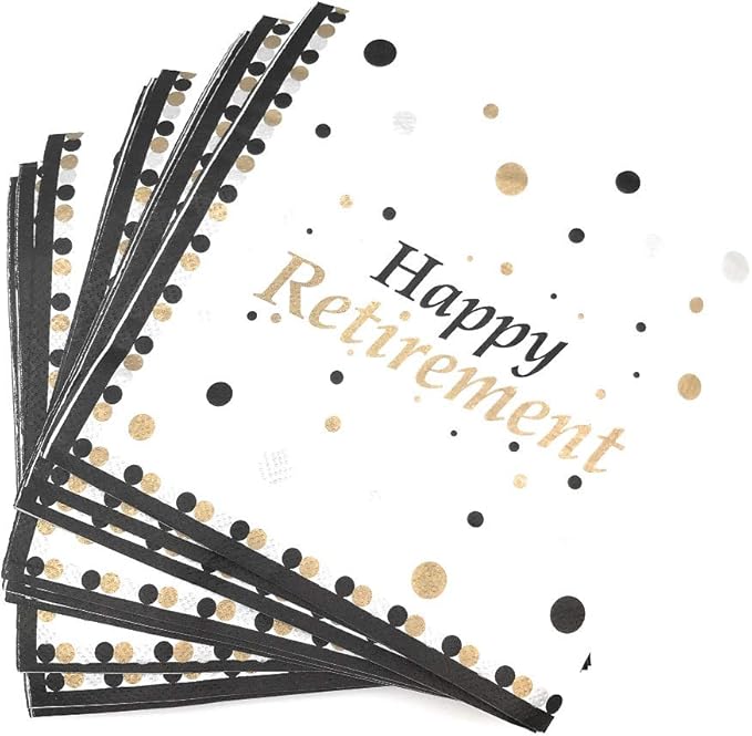 Serves 30 Happy Retirement Complete Party Pack 9 Dinner Paper Plates