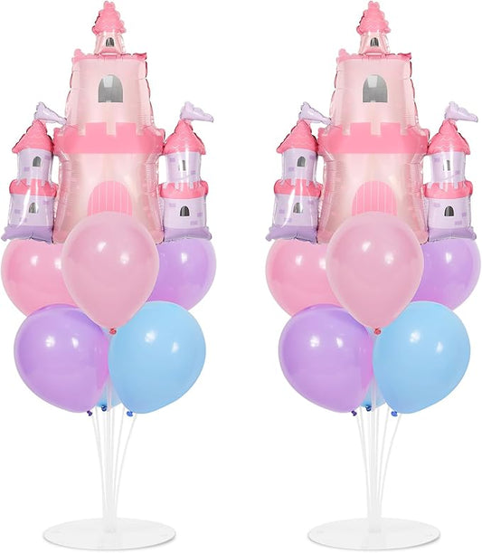 Princess Party Balloons Stand Kit 2 Sets with 2 Princess Castle Foil