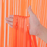 Voircoloria 3 Pack 3.3x8.2 Feet Orange Foil Fringe Backdrop Curtains,