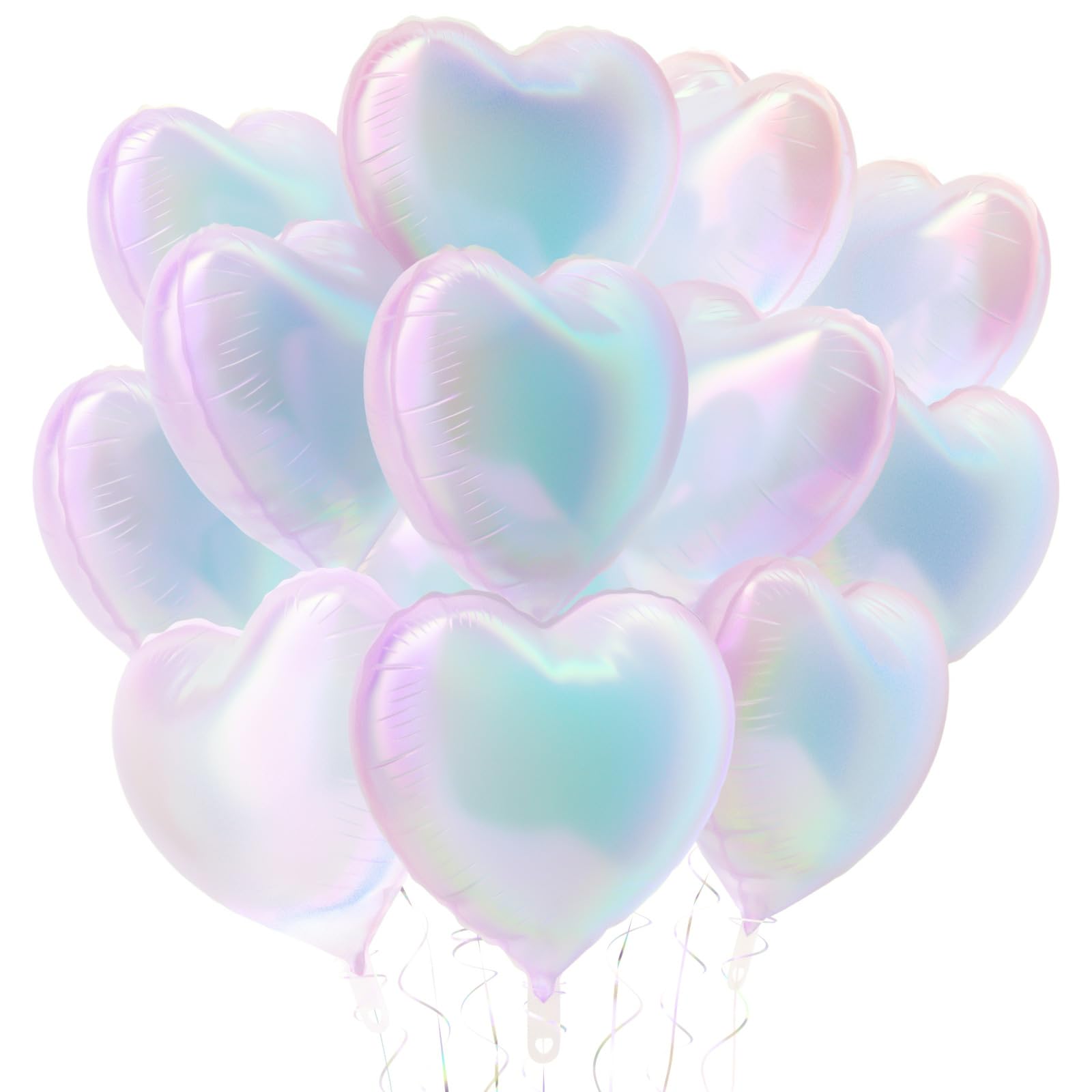 KALOR Iridescent Heart Balloons, 12Pcs 18 Inch Iridescent Heart Shaped