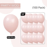 PartyWoo Dusty Pink Balloons 100pcs 12 Inch Boho Blush Lilac Pink