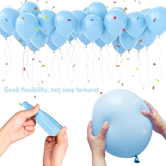 Pastel Blue Latex Balloons 100 Pack 12 inch Light Blue Party Balloons