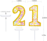 21st Birthday Candle for Cake, Colorful Macaron Numeral Candles for