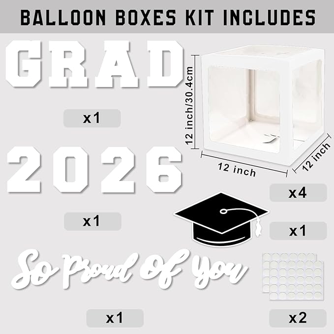 2026 Graduation Decorations, White Graduation Decorations, Balloons