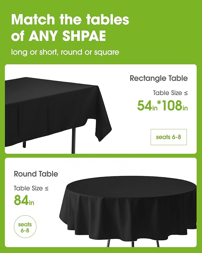 Pureegg Plastic Table Cloth Disposable 10 Pack, 54 x 108 Inch Table Cl