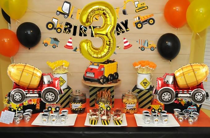 Construction 3rd Birthday Party Supplies for Boys with Dump Truck
