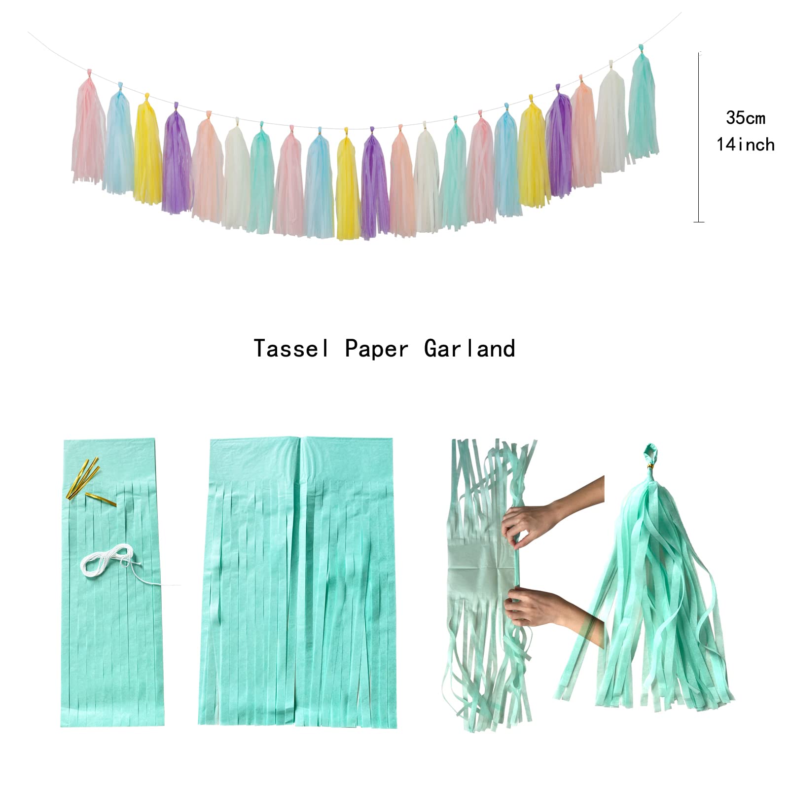 Pastel Rainbow Party-Decorations Supplies Streamers-Garland - 29pcs