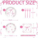 100 Pcs Pink Ribbon Bow Party Supplies Set, Serves 25 – Disposable