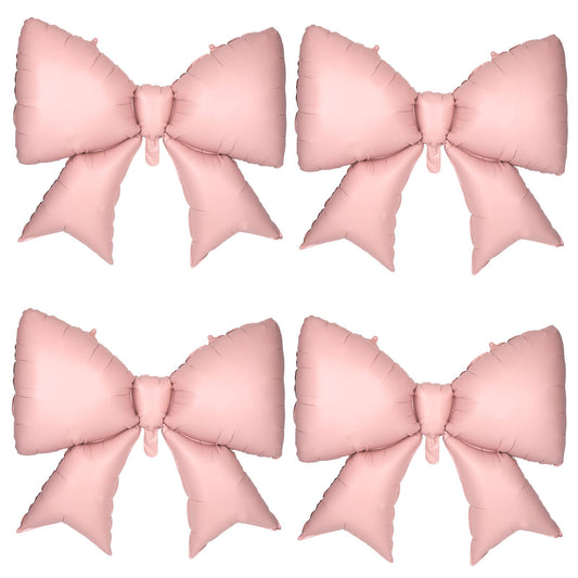 4Pcs Giant Bow Balloons, 97.5cm/38in Big Elegant Coquette Theme Pink