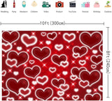 Red Heart Photo Backdrop Valentines Decorations 10x8FT Early 2000s