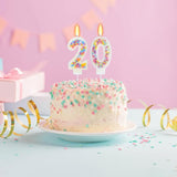 20th Birthday Candle for Cake, Colorful Macaron Numeral Candles for Bo