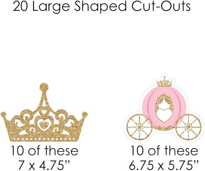 Big Dot of Happiness Little Princess Crown Pink and Gold