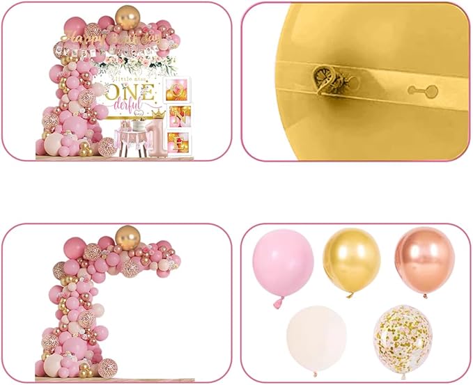 Baby Girl 1st Birthday Decorations Supplies Balloon Boxes Pink Gold