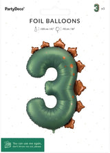 Dinosaur Number 3 Balloon PartyDeco 36 Inch Three Rex Balloons 3