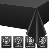 6Pcs Black Rectangle Tablecloth,Disposable Plastic Table