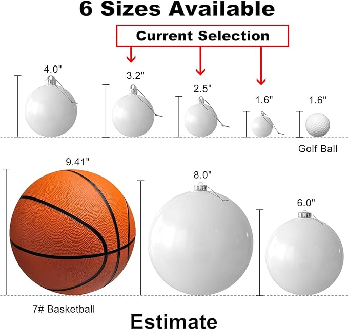 White Christmas Ornaments - Christmas Tree Decorations Shatterproof
