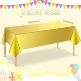 3 Pack Gold Plastic Tablecloth, Disposable Rectangle Table Covers,