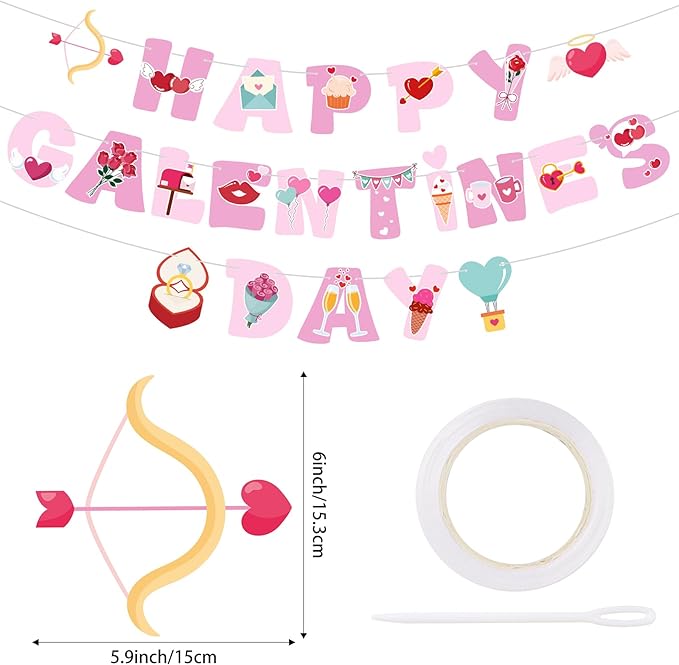 Happy Galentine's Day Banner Pink Galentine’s Day Garlands