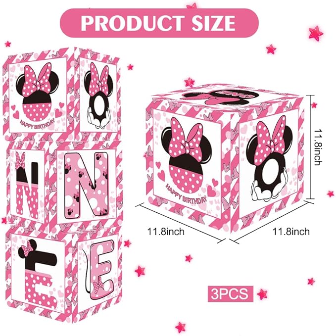 Pink Mouse 1st Birthday Party Supplies Pink Balloon Box with Letters