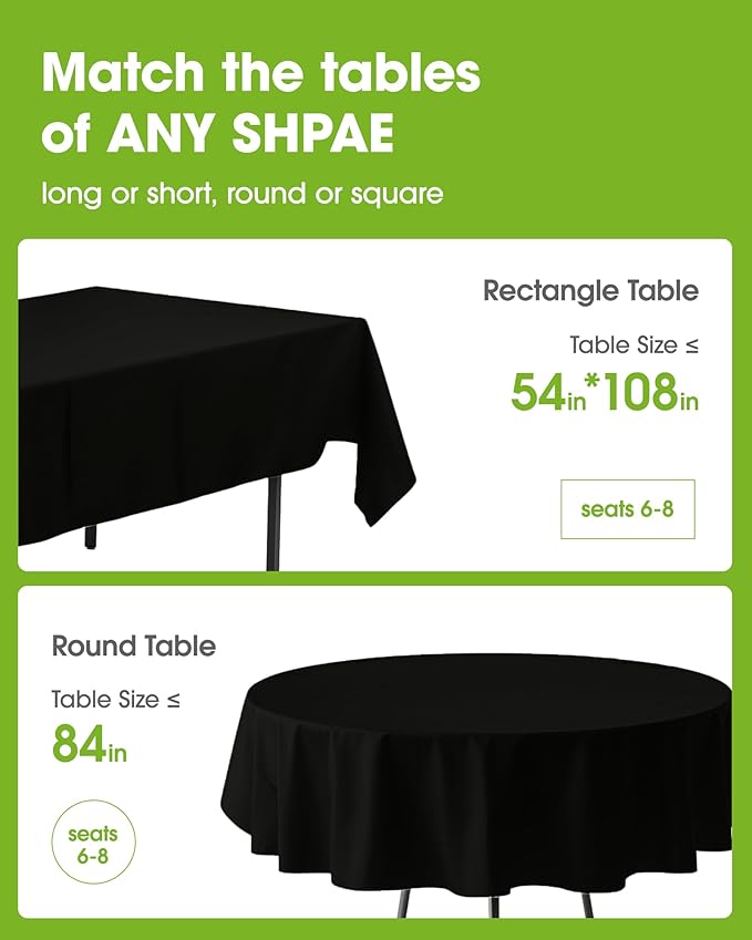 Pureegg Plastic Table Cloth Disposable 10 Pack, 84'' Round Table #3