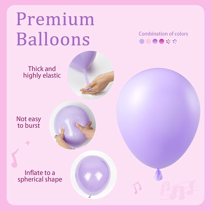 61pcs Pink and Purple Balloons, 12 Inch Purple Pink Confetti