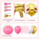 137Pcs Pink and Gold Balloons Garland Arch Kit with Stars - 5 10 12