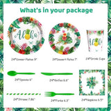 192 PCS Hawaiian Luau Party Decorations Tropical Paper Plates Cups