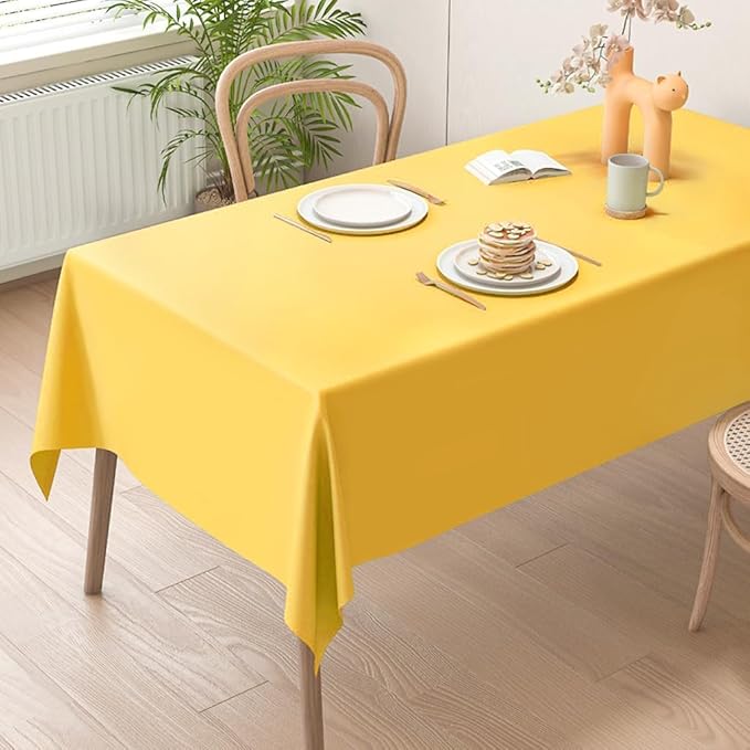 4 Packaging Yellow Plastic Tablecloth, 54 inch x108 inch Rectangular