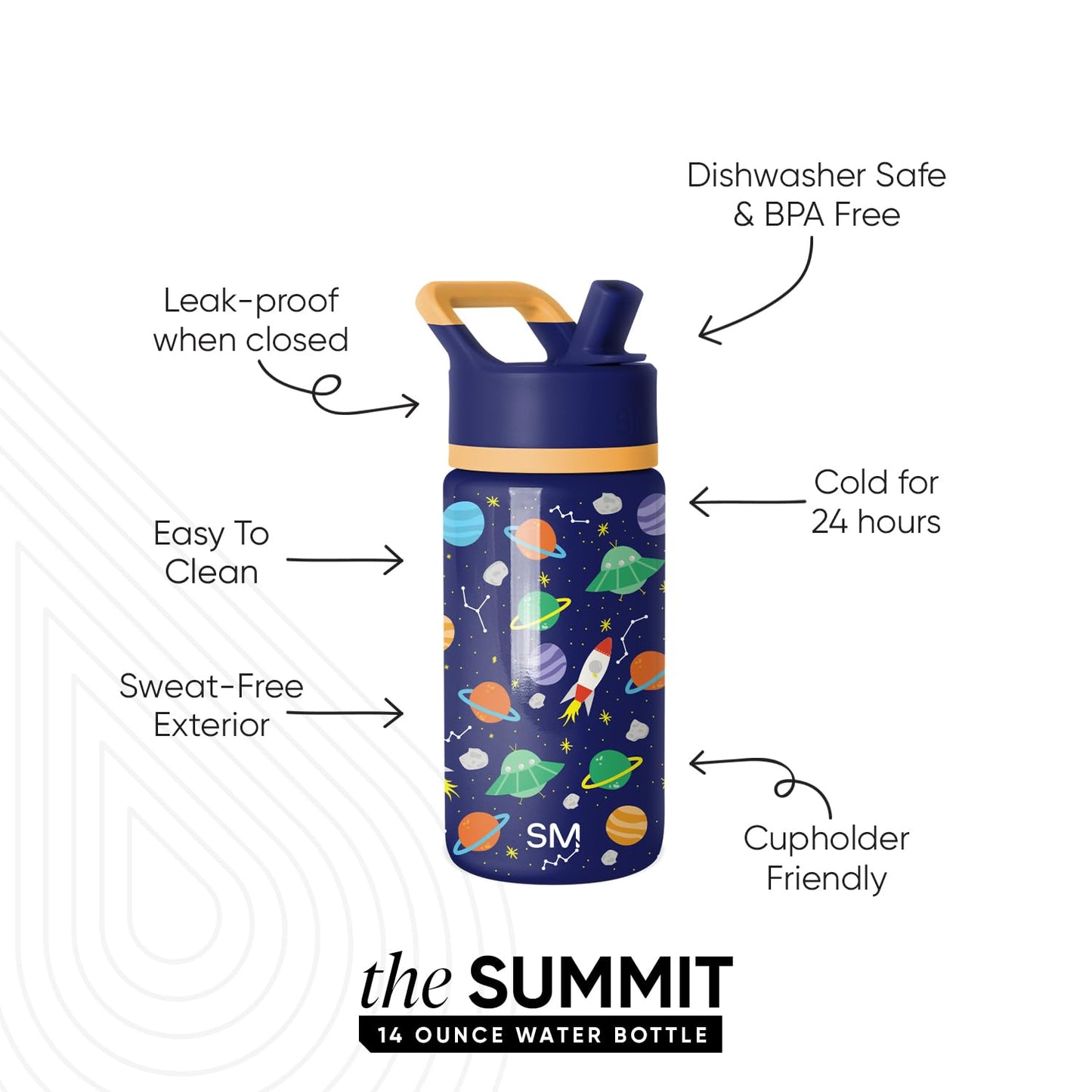 Simple Modern Kids Summit Water Bottle with Straw Lid | 14oz Stainless