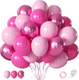 CVPARTON Pink Balloons Set, 55 PCS Metallic Pink Balloons, Baby Pink,