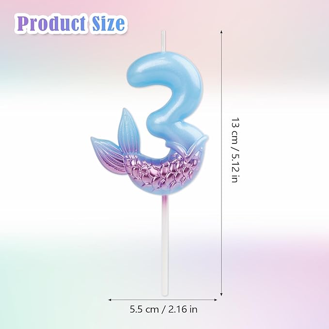 Mermaid Candle 10,Mermaid Birthday Candle 10,Ocean 10 Candle,10th